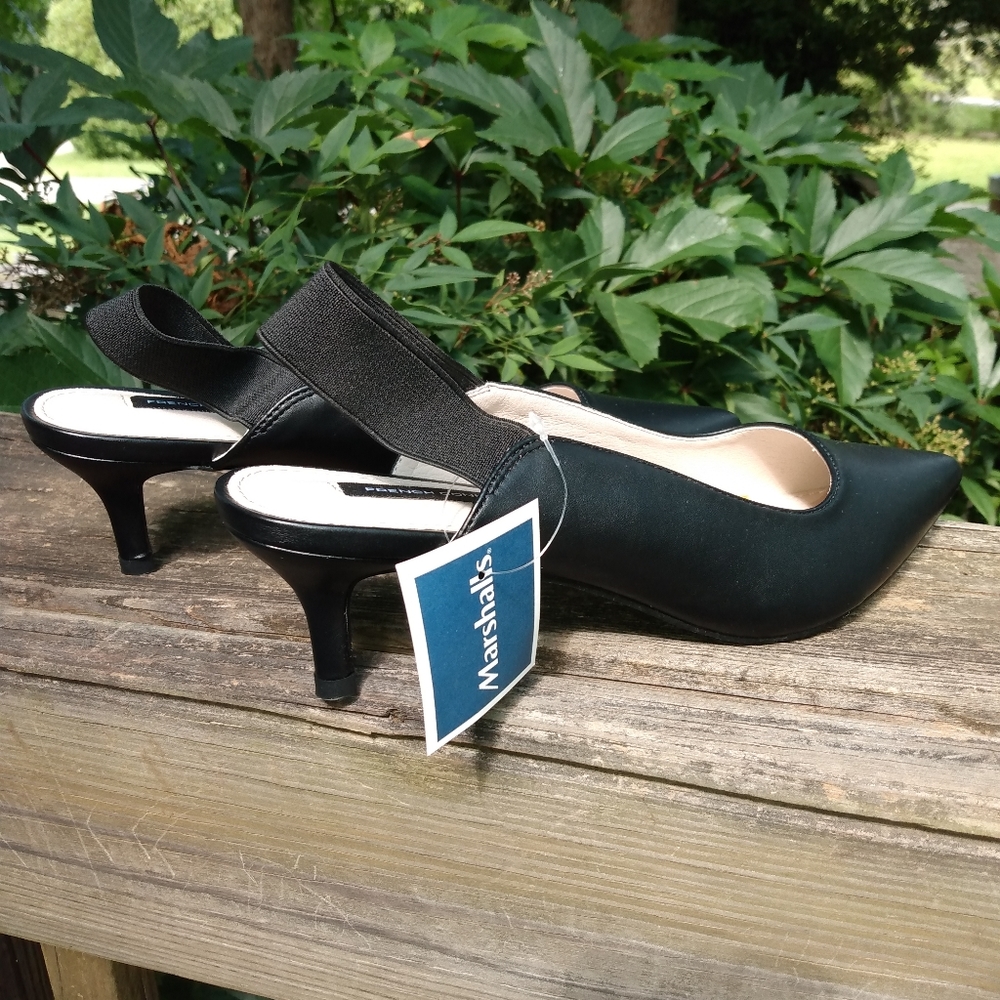 French Connection black pump stretch sling back